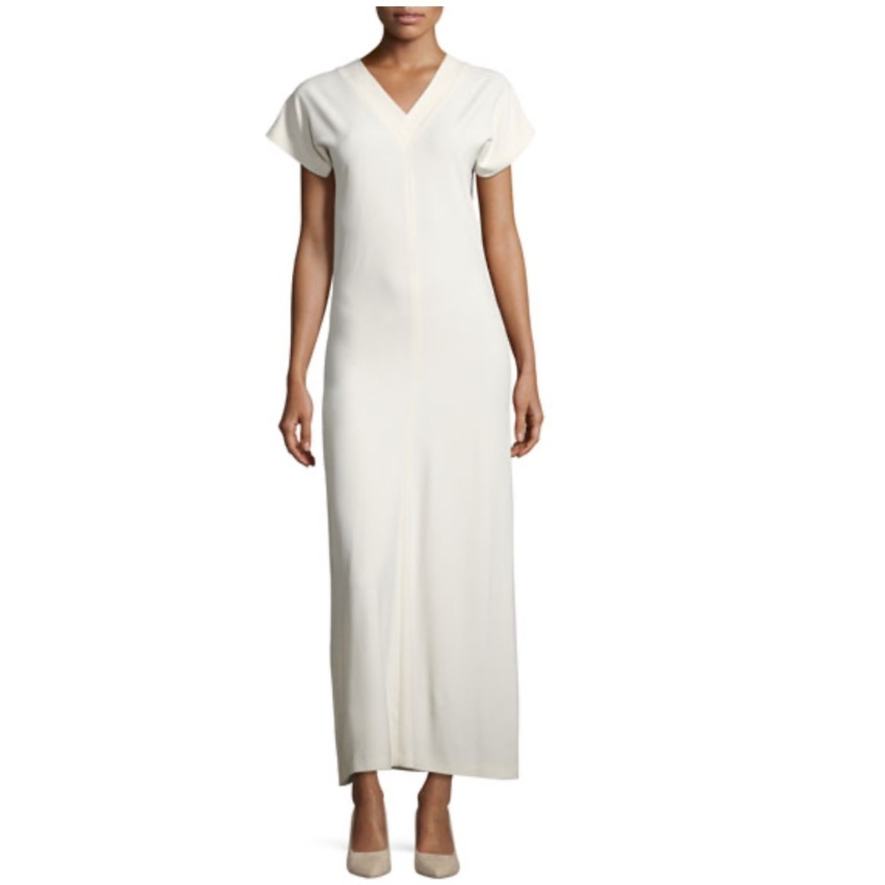 HELMUT LANG Shift White Vneck Maxi Dress